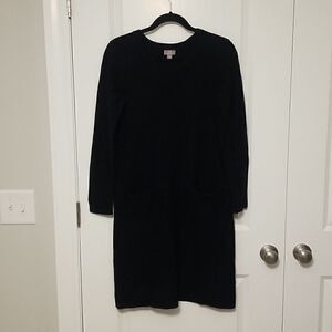 J. Jill Black Wool Cashmere Italian Yarn Sweater Shift Dress